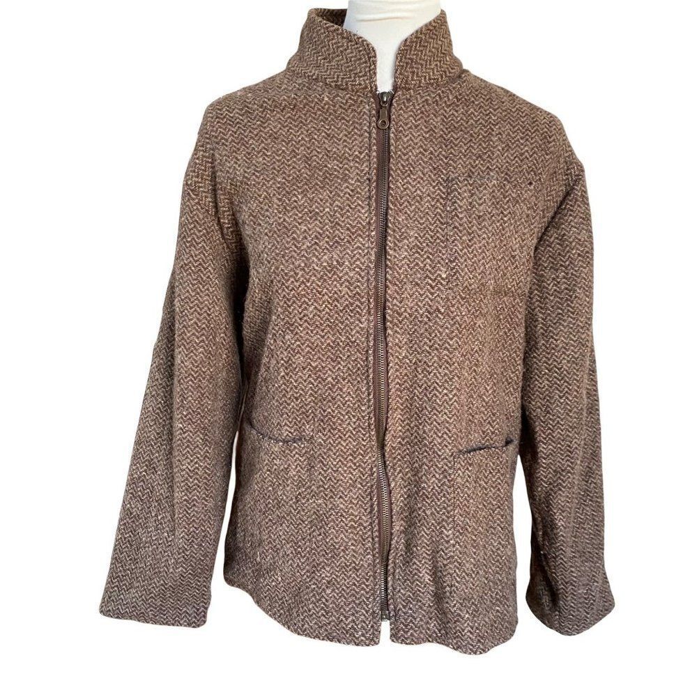 Vintage SIYA Blazer Full Zip Tweed Wool Houndstooth Jacket Womens Size Large VTG - Picture 12 of 12